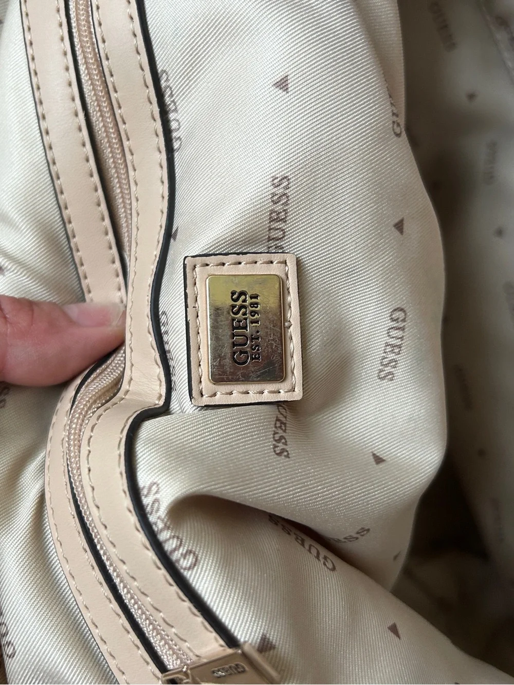 GUESS Brown Logo Tote with Tan Handles